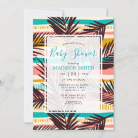 Tropical Palm Blätter Summer Stripes Baby Dusche