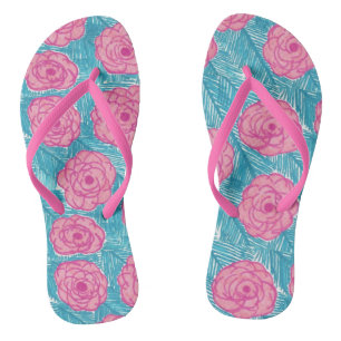 Tropical Palm Blätter und Blume Flipflops