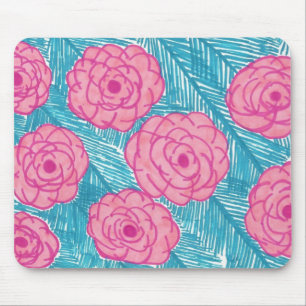 Tropical Palm Blätter und Blume Mousepad