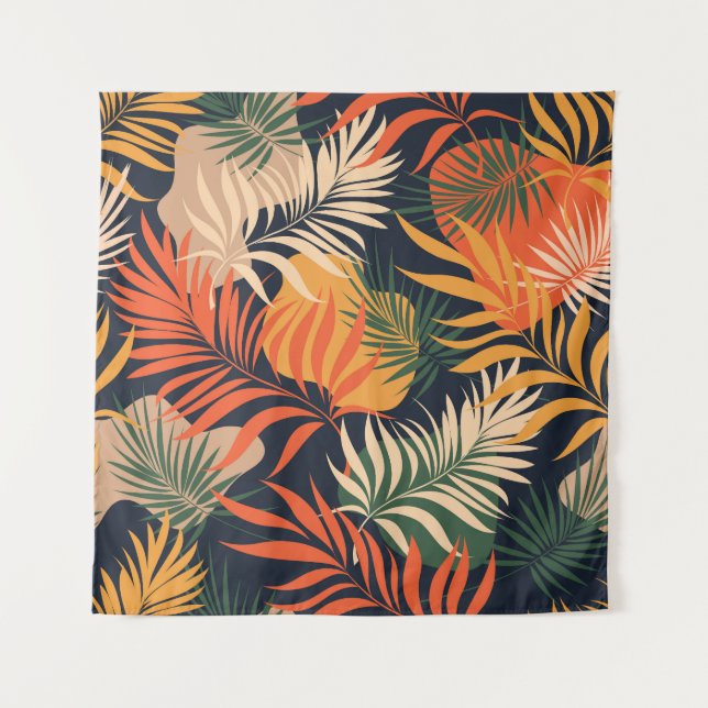 Tropical Palm Blätter: Vintag nahtlos Wandteppich (Vorderseite)