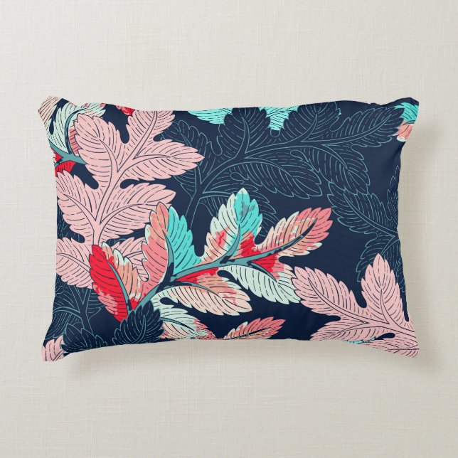 Tropical Palm Blätter: Vintages Muster Dekokissen (Vorderseite)