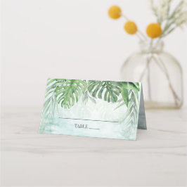 Tropical Palm Blätter Watercolor Grüne Hochzeit Platzkarte