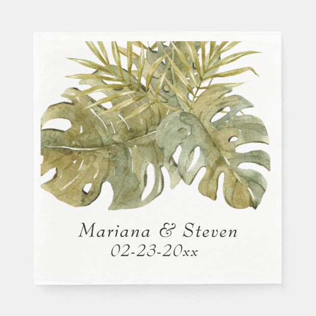 Tropical Palm Blätter Wedding Serviette (Vorderseite)
