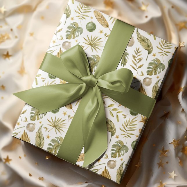 Tropical Palm Blätter Weihnachten Geschenkpapier (Von Creator hochgeladen)