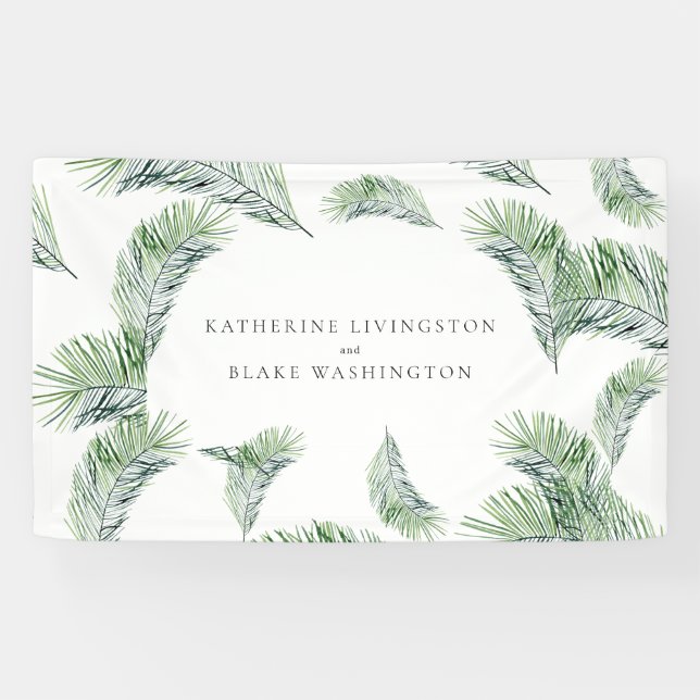 Tropical Palm Couple Names Wedding Banner (Horizontal)