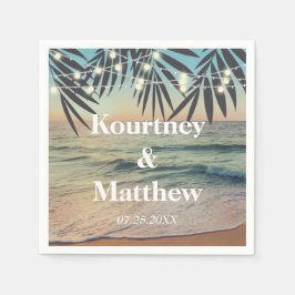 Tropical Palm Custom Wedding Beach String Lights Serviette