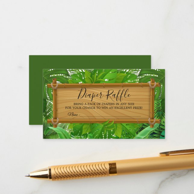 Tropical Palm Diaper Raffekarte Begleitkarte (Vorderseite/Rückseite Beispiel)
