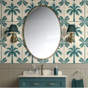 Tropical Palm Escape - Green, Beige - Küste Tapete