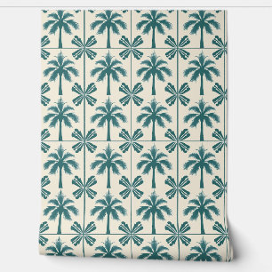 Tropical Palm Escape Petite Green, Beige - Küste Tapete
