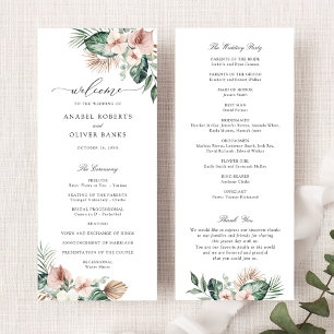 Tropical Palm Floral Blush Grüne Hochzeit Programm