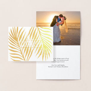 Tropical Palm Fronds Wedding Foto Vielen Dank Folienkarte