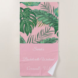 Tropical Palm Girly Pink Bachelorette Strandtuch