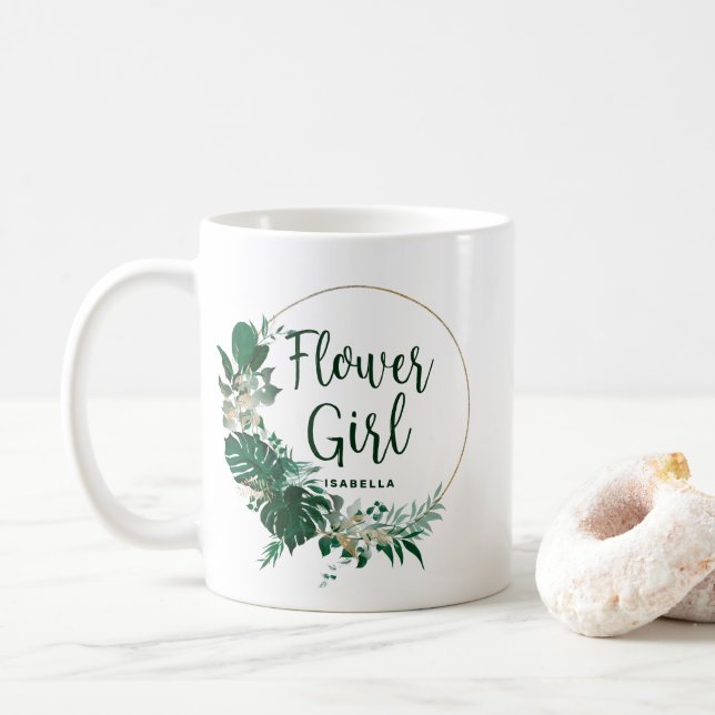 Tropical Palm Gold Circle Personalisiert Flower Gi Kaffeetasse (Mit Donut)