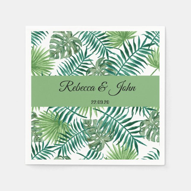 Tropical Palm Greenerity Wedding Paper Napkin Serviette (Vorderseite)