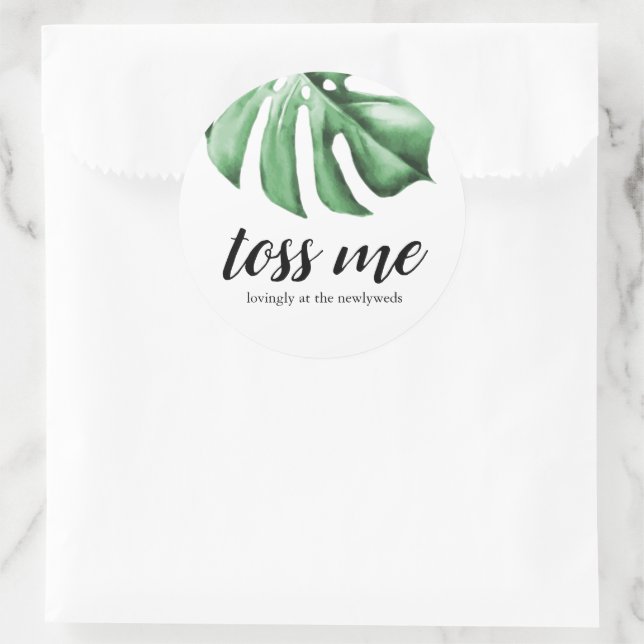 Tropical Palm Greenery Toss Me Loviness Neu Runder Aufkleber (Tasche)
