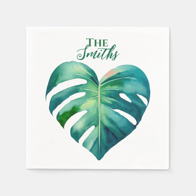 Tropical Palm Heart Wedding Serviette (Vorderseite)