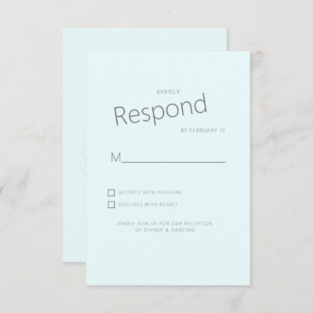 Tropical Palm Ice Blue Wedding RSVP (Vorne/Hinten)