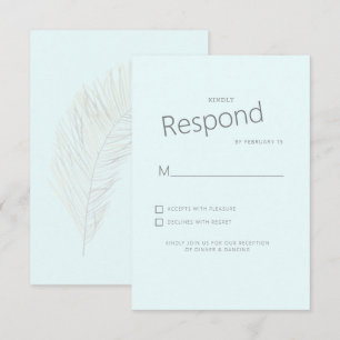 Tropical Palm Ice Blue Wedding RSVP Karte
