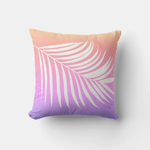 Tropical Palm Leaf Art Pink Orange Girly Geschenk  Kissen