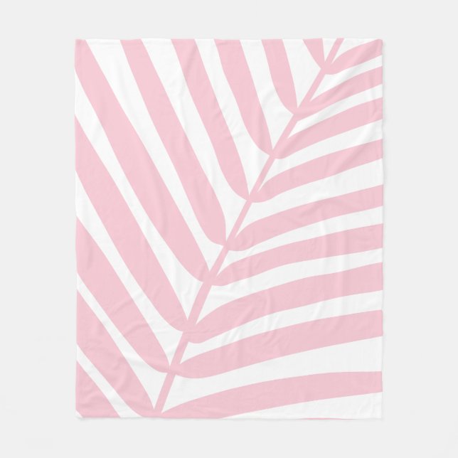 Tropical Palm Leaf Baby Pink Fleecedecke (Vorderseite)