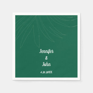 Tropical Palm Leaf Beach Wedding Hunter Green Nied Serviette
