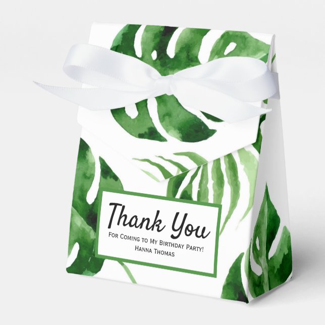 Tropical Palm Leaf Birthday Favor Box Geschenkschachtel (Vorderseite)