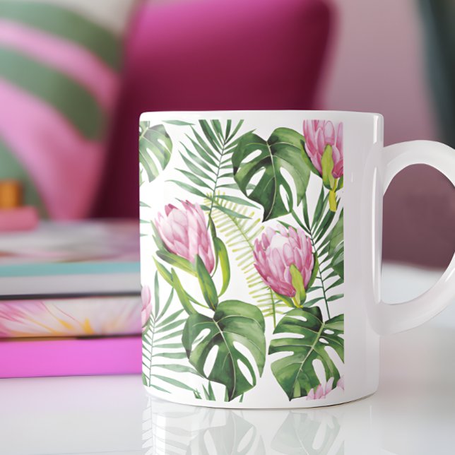 Tropical Palm Leaf Blume Muster Kaffeetasse (Von Creator hochgeladen)