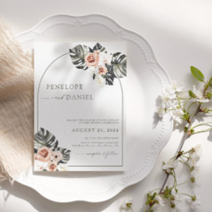 Tropical Palm Leaf Boho Wedding Floral Einladung