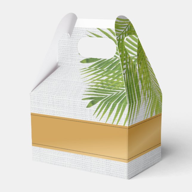 Tropical Palm Leaf Gable Favor Box Geschenkschachtel (Vorderseite)