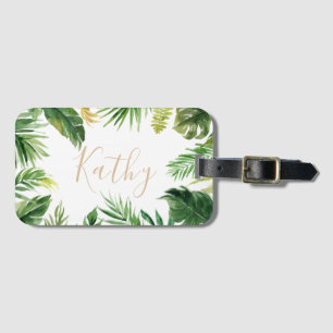 Tropical Palm Leaf Hawaii Personalisierter Name Gepäckanhänger