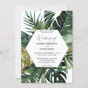 Tropical Palm Leaf Hochzeit Einladung