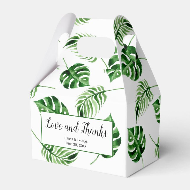 Tropical Palm Leaf Hochzeit in Urlaubsort Vielen D Geschenkschachtel (Vorderseite)