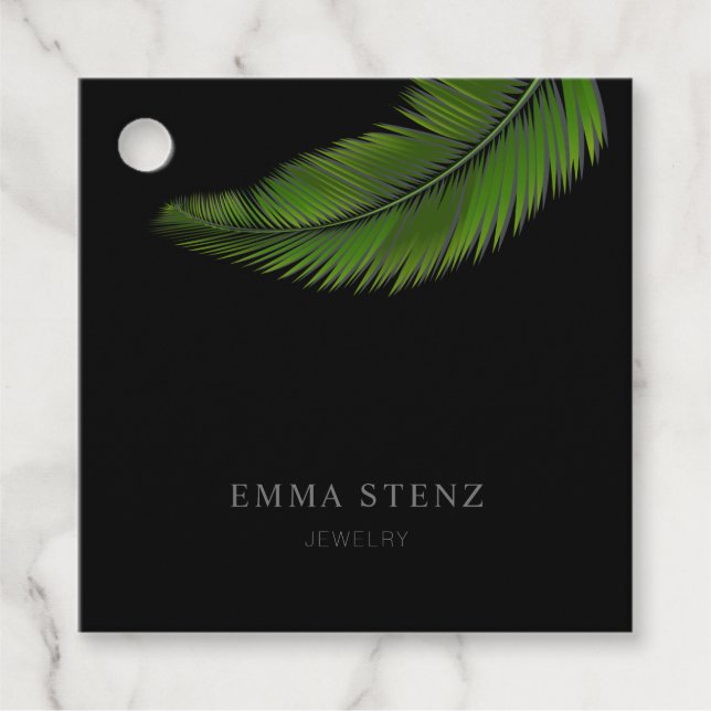Tropical Palm Leaf Juwelier Geschenkanhänger (Vorderseite)