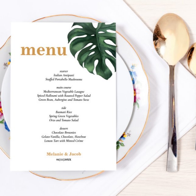 Tropical Palm Leaf Menu Card Menükarte (Von Creator hochgeladen)