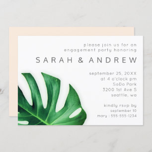 Tropical Palm Leaf Minimalistische Engagement Part Einladung
