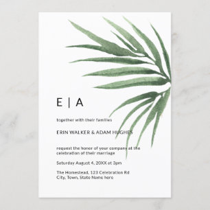 Tropical Palm Leaf Minimalistische Vegetation Einladung