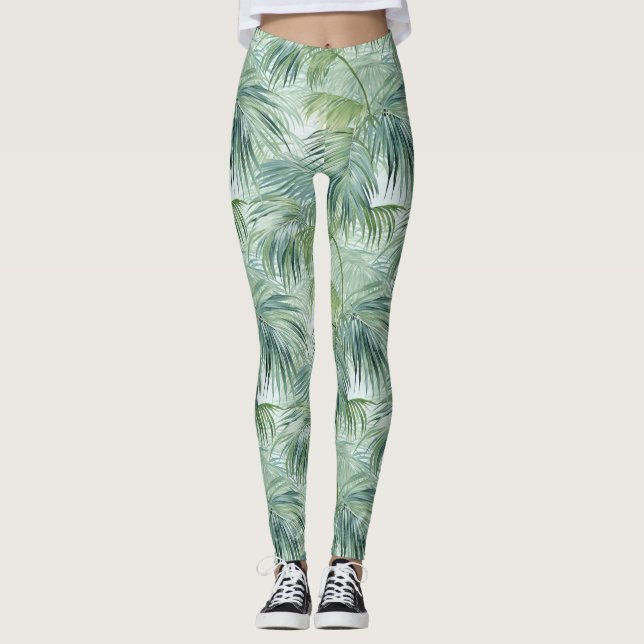 Tropical Palm Leaf Muster All-Over-Print-Leggings Leggings (Vorderseite)