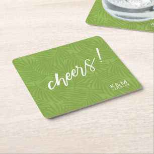 Tropical Palm Leaf Muster Green ID577 Rechteckiger Pappuntersetzer