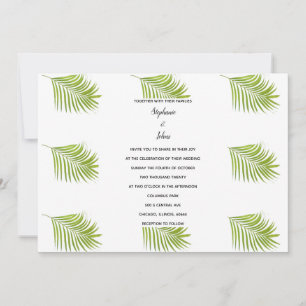 Tropical Palm Leaf Muster Grün Weiße Hochzeit Einladung