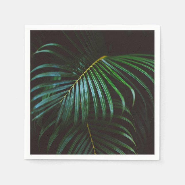 Tropical Palm Leaf Ruhe Grün Minimalistisch Serviette (Vorderseite)