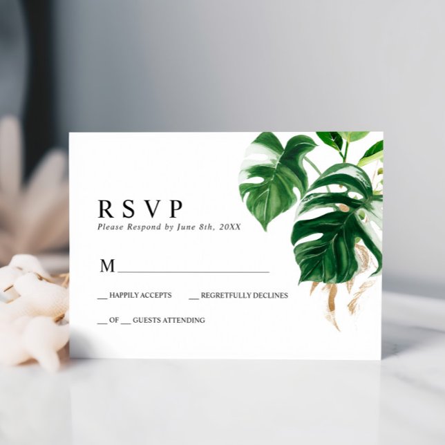 Tropical Palm Leaf Wedding RSVP (Von Creator hochgeladen)