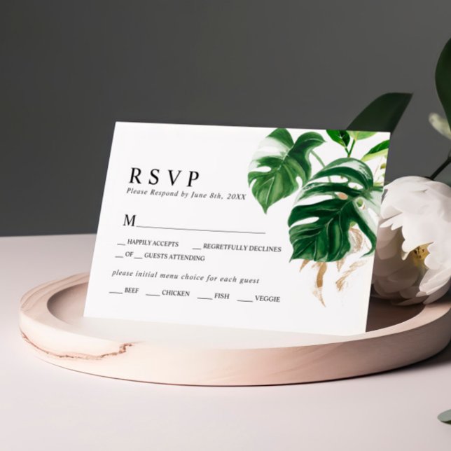Tropical Palm Leaf Wedding RSVP (Von Creator hochgeladen)