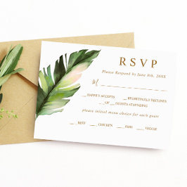 Tropical Palm Leaf Wedding RSVP Karte