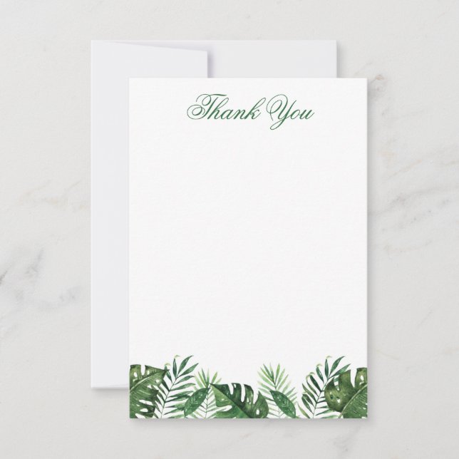Tropical Palm Leaf Wohnung Danke Karte (Vorderseite)