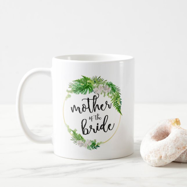 Tropical Palm Leaf Wreath Mother of the Bride Kaffeetasse (Mit Donut)
