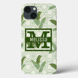 Tropical Palm Leaves Add Your Name iPhone 13 Hülle