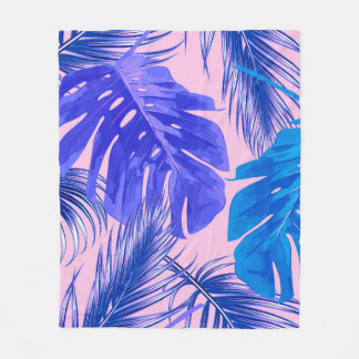 Tropical palm leaves, jungle leaves seamless flora fleecedecke