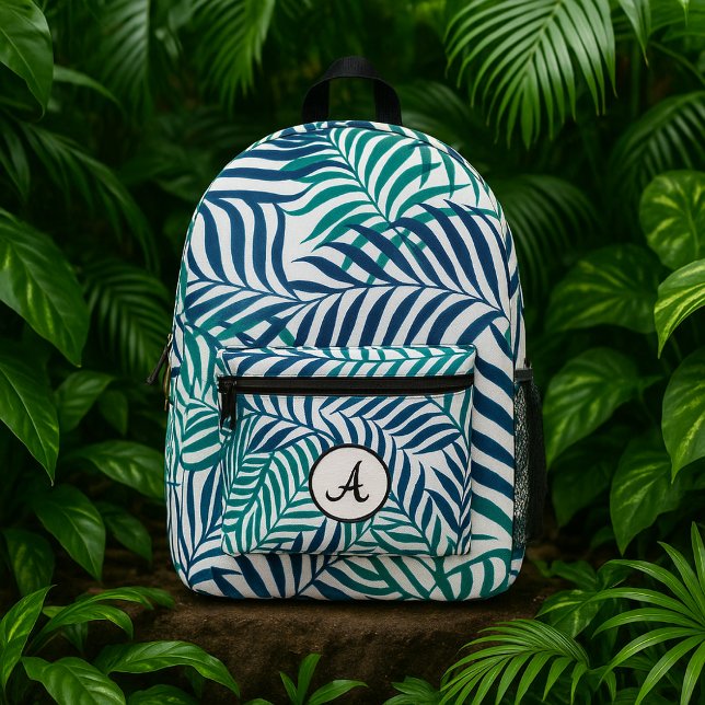 Tropical Palm Leaves Seamless Pattern Bedruckter Rucksack (Von Creator hochgeladen)