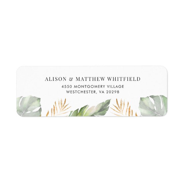 Tropical Palm Leaves Typography Return Address (Vorne)