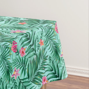 Tropical Palm & Monstera Blätter & exotische Blume Tischdecke
